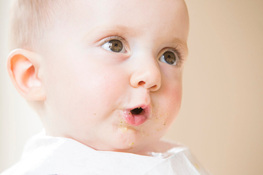 close up portrait of little baby